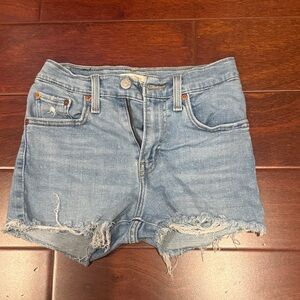 Frayed Hem Light Blue Denim Jean Shorts